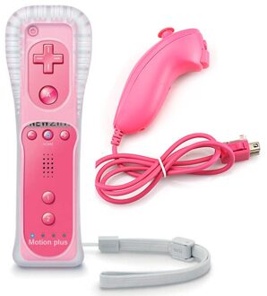 Mooie Roze Kleur 2 In1 Game Handvat Voor Wii Controller Remote + Nunchuk Controller Met Siliconen Hoesje Voor Nintendo Wii