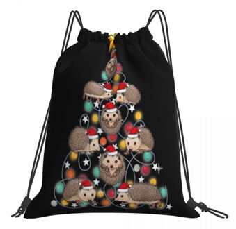 Mooie Santa Egel Kerstboom Grappige Egel Kerst Licht Grappige Tassen Rugzak Tas