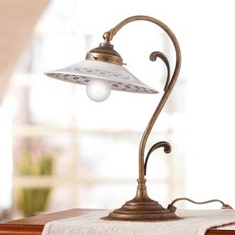 Mooie tafellamp ORLO wit, blauw, brons