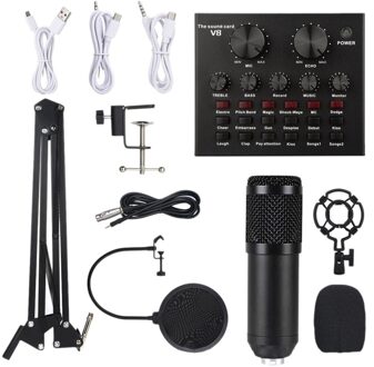 Mool BM800 Microfoon Kit Met V8 Geluidskaart Professionele Microfoon Studio Condensator Microfoon Voor Computer
