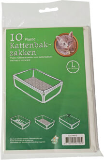 Moon 10 x stuks plastic kattenbak afvalzakken wit 50 x 20 x 37 cm - Poepzakjes