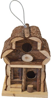 Moon 1x Broedkast vogelhuisje rond dak naturel 15 x 15 x 21,5 cm - Vogelhuisjes Bruin