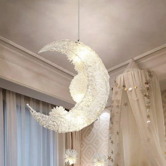 Moon LED Star Chandelier Bedroom Girl Room Kids Room Chandelier Modern Style Decor Pendant Lamp G4 Children Lustres Hanging Lamp