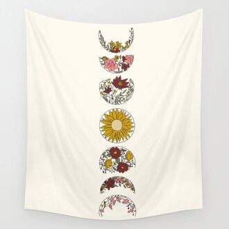 Moon Phase Tapijt Muur Opknoping Psychedelische Bloemen Wandtapijten Mandala Muur Doek Bloem Wandtapijten Muur Tapijt Strandlaken