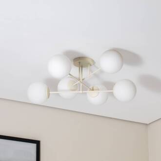 Moon plafondlamp, 87 cm, 6-lamps, zandkleurig, glas, E27