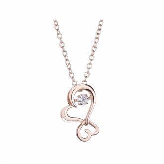 Moonmory 100% 925 Sterling Zilver Zirkoon Crystal Double Heart Liefde Hanger Ketting Voor Vrouwen Rose Goud Kleur Japanse Sieraden