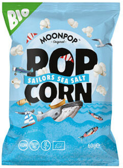 Moonpop - Popcorn Sea Salt Bio 60 Gram 6 Stuks