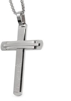 Moorvan Grote crucifix rvs voor mannen religie schrift jezus katholieke gebed sieraden cross hanger ketting VP696 zilvere kleur