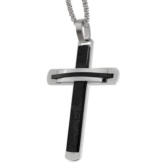 Moorvan Grote crucifix rvs voor mannen religie schrift jezus katholieke gebed sieraden cross hanger ketting VP696 zwart zilvere kleur
