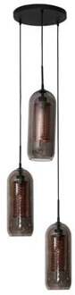 MOOS Dolf Hanglamp 3-lichts - Gerookt Glas Koper, Zwart, Transparant
