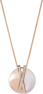 'Moragene' Dames 925 Sterling Zilveren Set: Halsketting + Oorbellen + Ring - Roze SET-7506/RG Rosé - L