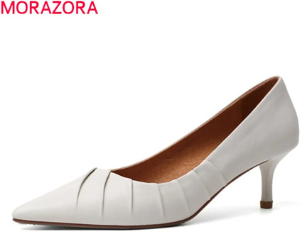 MORAZORA 2020 New arrival summer women pumps genuine leather shoes stiletto high heels pointed toe party dress shoes