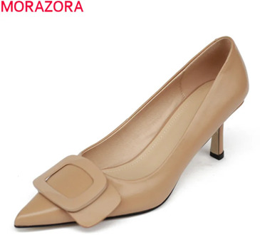 MORAZORA Hot sale 2020 fashion women pumps top quality genuine leather shoes summer shallow office dress shoes black
