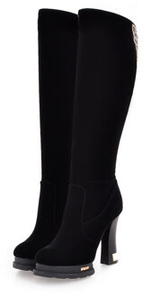 Morazora Knie Hoge Laarzen Voor Vrouwen In De Herfst Winter Platform Laarzen Vrouwelijke Hoge Hakken Schoenen Vrouw Mode 6