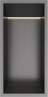 &MORE Inbouwnis 30x15x10cm met LED IP44 Geborsteld Gunmetal PVD