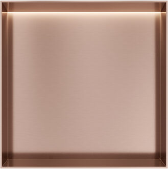 &MORE Inbouwnis 30x30x10cm frameless + LED Geborsteld Koper PVD