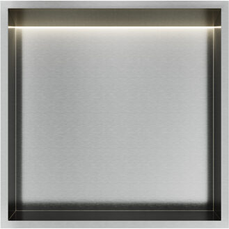 &MORE Inbouwnis 30x30x10cm met LED IP44 RVS 316