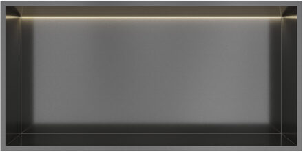 &MORE Inbouwnis 30x60x10cm met LED IP44 Geborsteld Gunmetal PVD