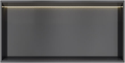 &MORE Inbouwnis 30x60x10cm met LED IP44 Geborsteld Zwart PVD