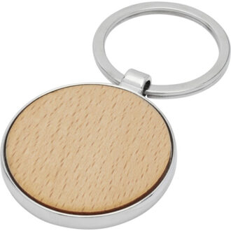 Moreno ronde beukenhouten sleutelhanger Beige - One size