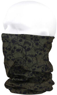 Morf sjaal groen met schedelprint voor motorrijders - Hals mond neus bandana / doek - Anti stof wrap voor gezicht