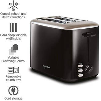 Morphy Richards 222064 - Broodrooster - 2 Sneden - Zwart