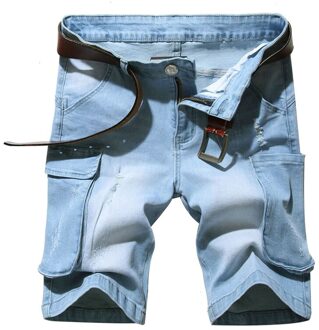 Moruancle Mannen Ripped Korte Jeans Met Zakken Verontruste Denim Shorts Gewassen Sky Blue Loose Fit 30