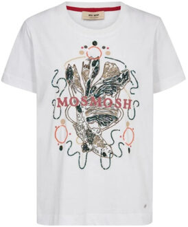 Mos Mosh 168110 101 mosmosh mm hallin o-ss deco tee white Wit - S