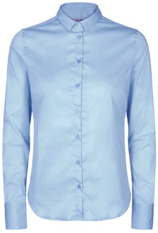 Mos Mosh Blouse 'Tilda Sustainable Shirt' Lichtblauw - XS, L