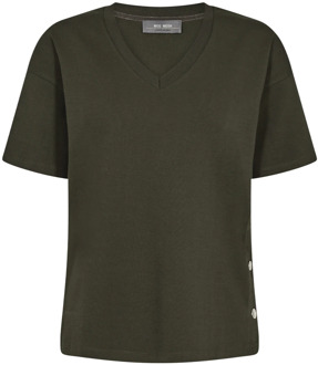 Mos Mosh Eenvoudig en stijlvol Mmsacha V-Ss Tee Toppe T-Shirts 156410 Forest Night MOS Mosh , Green , Dames