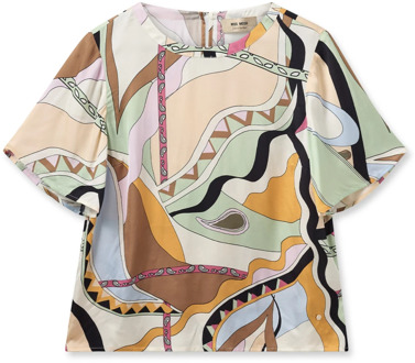 Mos Mosh Kleurrijke korte mouwen blouse MOS Mosh , Multicolor , Dames - Xl,M,S,Xs