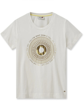 Mos Mosh Paillet & Parel Detail T-shirt Top MOS Mosh , Beige , Dames - XL