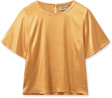 Mos Mosh Satijnen blouse met korte mouwen MOS Mosh , Orange , Dames - Xl,L,M,S,Xs