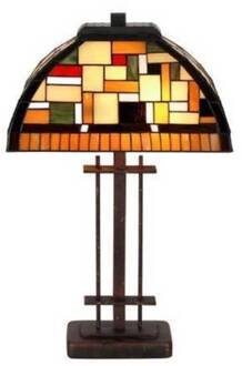 MOSAICA - Tafellamp in Tiffany-stijl kleurrijk, antiek bruin