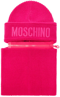Moschino Beanie met afneembare buisvormige sjaal Moschino , Pink , Unisex - ONE Size