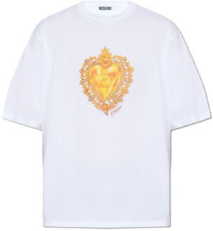 Moschino Bedrukt T-shirt Moschino , White , Heren - L,M