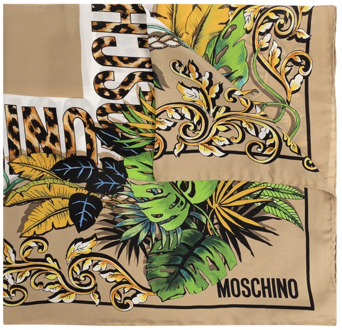 Moschino Bedrukte zijden sjaal Moschino , Beige , Unisex - ONE Size