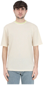 Moschino Beige All Over Logo Heren T-shirt Moschino , Beige , Heren - Xl,L,M