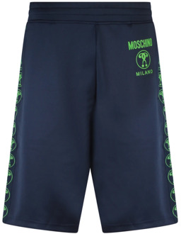 Moschino Blauwe Jersey Bermuda Shorts voor Heren Moschino , Blue , Heren - L,M
