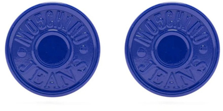 Moschino Blauwe Knoopvormige Clip Oorbellen Moschino , Blue , Dames - ONE Size