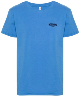 Moschino Blauwe Logo T-shirts en Polos Moschino , Blue , Heren - Xl,L,M,S