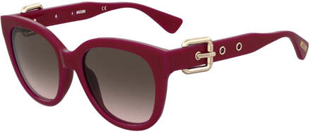 Moschino Brown SF Lens Rode Zonnebril met Gespen - maat Rood