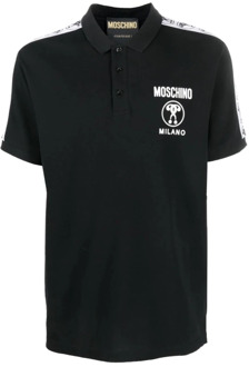 Moschino Double Question Zwart Polo Shirt Moschino , Black , Heren - 2Xl,Xs