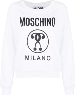 Moschino Dubbel Vraagteken Sweatshirt Moschino , White , Dames - Xs,3Xs,2Xs