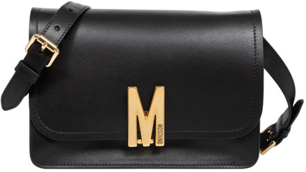 Moschino Eenvoudige Crossbody Tas met Verstelbare Band Moschino , Black , Dames - ONE Size