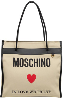 Moschino Effen Logo Tote Bag Moschino , Beige , Dames - ONE Size