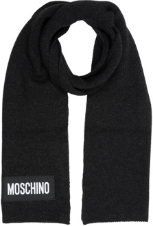 Moschino Effene Cashmere Sjaal met Logo Moschino , Black , Heren - ONE Size