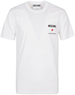 Moschino Fantasie T-Shirt Moschino , White , Heren - Xl,L,M
