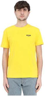 Moschino Gele Logo T-shirt Moschino , Yellow , Heren - 2Xl,Xl,L,M,S