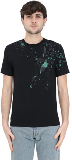 Moschino Geschilderde Effect T-shirts en Polos Moschino , Black , Heren - 2Xl,Xl,M,S
